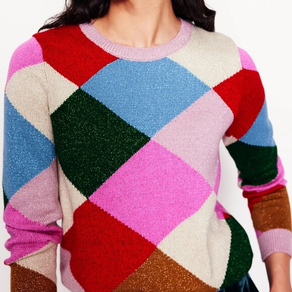 Boden Sparkly Argyle Sweater NWOT Holiday - Picture 1 of 8